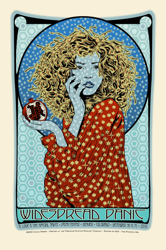 Widespread Panic December 30-31, 2010 Pepsi Center, Denver, CO silkscreen concert poster by Chuck Sperry
