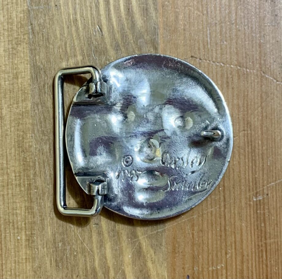 Moon Face silver belt buckle by Owsley (Bear) Stanley 1995 - Image 2