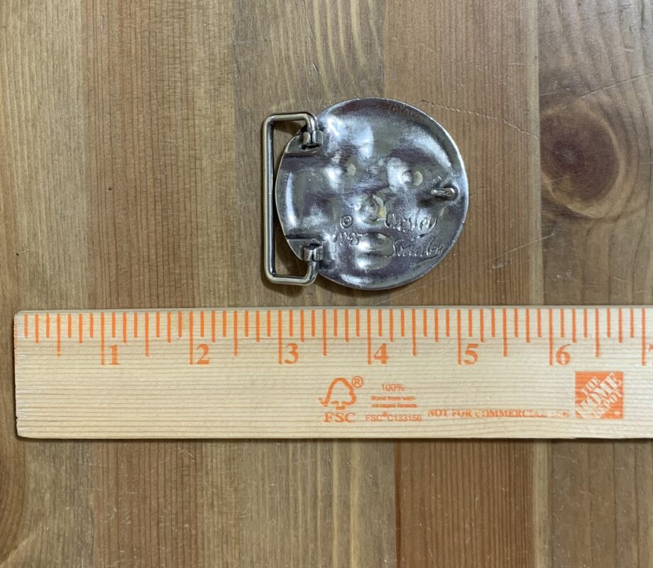 Moon Face silver belt buckle by Owsley (Bear) Stanley 1995 - Image 5